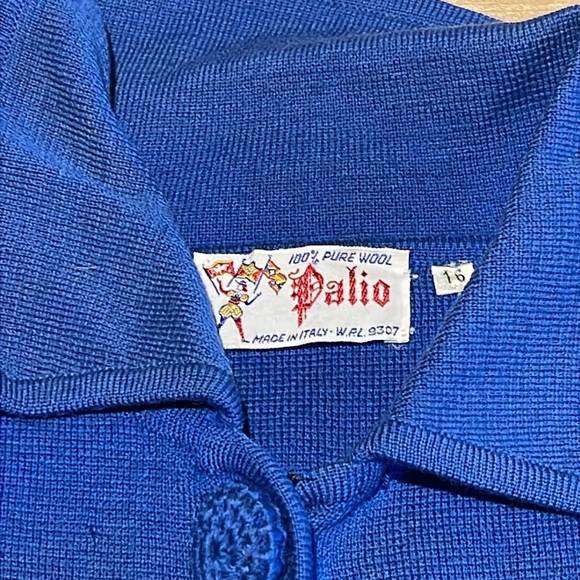VTG 60s Palio Made in Italy Blue Wool Cardigan- L - Picture 3 of 7